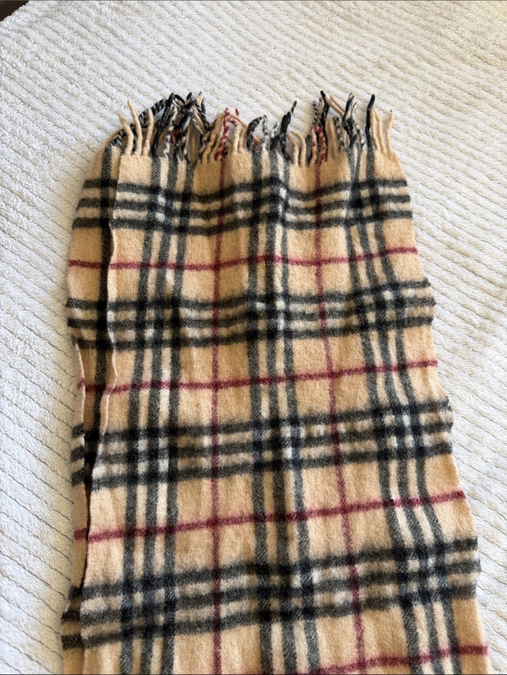 Burberry Beige Black Red Classic Check Scarf - Picture 5 of 6